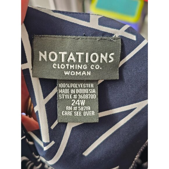Notations Clothing Company Navy & White Abstract Pattern Blouse - Women's 24W‎ - Picture 9 of 10
